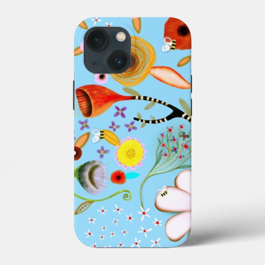 Turquoise bloem iPhone / iPad hoesje (Achterkant)