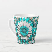 Turquoise Bloem Mandala Mok – Elegante Teal & Wit (Linkerhoek)