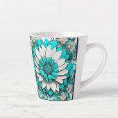Turquoise Bloem Mandala Mok – Elegante Teal & Wit (Rechts)