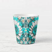 Turquoise Bloem Mandala Mok – Elegante Teal & Wit (Voorkant)