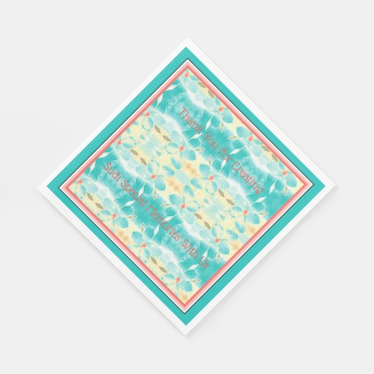 Turquoise bloem met patroon servet (Hoek)