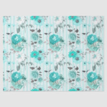 Turquoise Bloem Serie Ontwerp 10 Tissuepapier