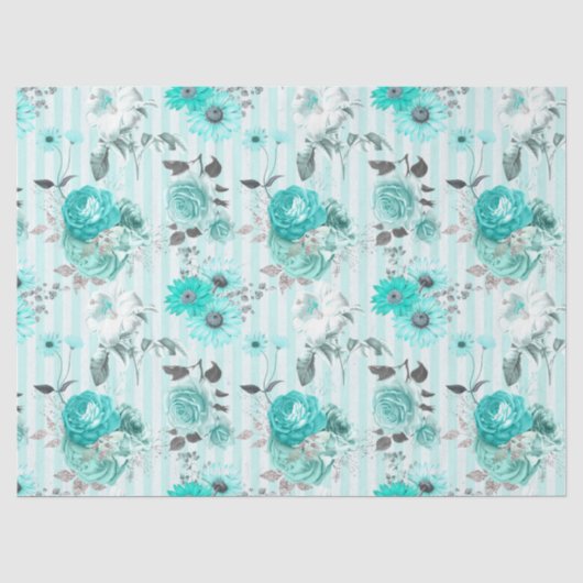 Turquoise Bloem Serie Ontwerp 10 Tissuepapier (Voorkant)