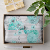 Turquoise Bloem Serie Ontwerp 8 Tissue Papier (Geschenk)
