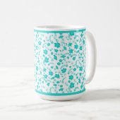 Turquoise Bloem Wit Koffiemok (Voorkant rechts)