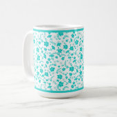 Turquoise Bloem Wit Koffiemok (Voorkant links)