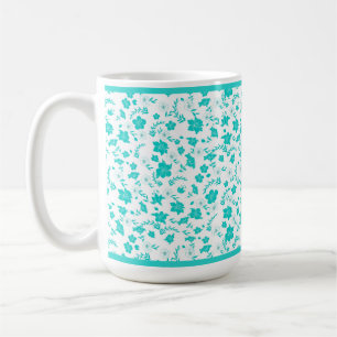 Turquoise Bloem Wit Koffiemok