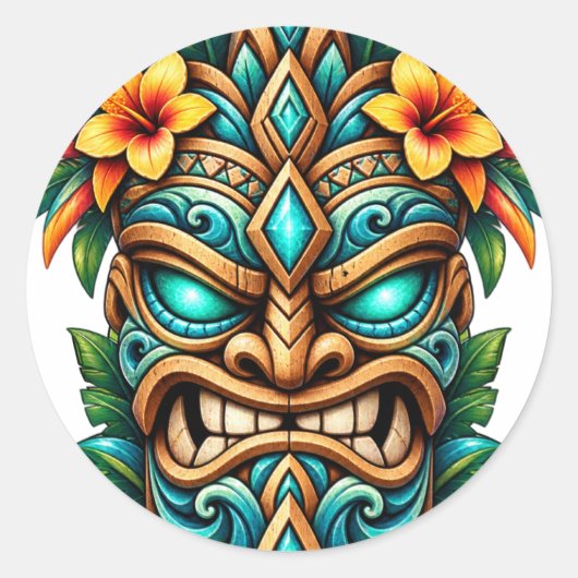 Turquoise Bloemblad Guardian Sticker (Voorkant)