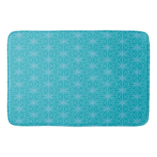 Turquoise Bloemen Badmat (Voorkant)