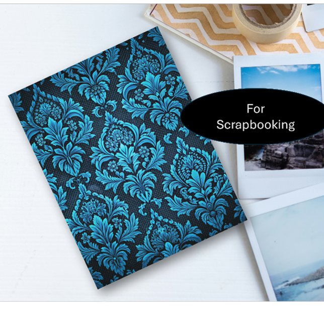Turquoise Bloemen Brocade Papier Blad (Creator heeft geüpload)