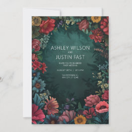 Turquoise Bloemen Bruiloft Uitnodiging