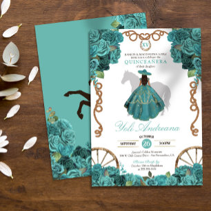 Turquoise Bloemen Charro Westerne Ranch Quinceaner Kaart
