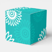 Turquoise bloemen Gelukkige Verjaardag Naam Favorb Bedankdoosjes (Achterkant)