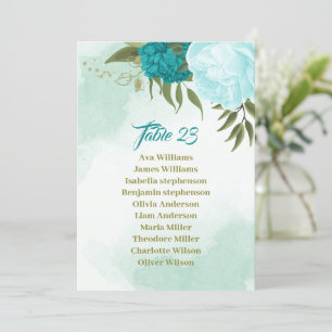 Turquoise bloemen groen blad zitkaart kaart
