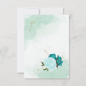turquoise bloemen groene bladeren bruiloft bedankkaart (Achterkant)