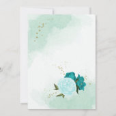 turquoise bloemen groene bladeren bruiloft kaart (Achterkant)