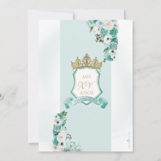 Turquoise Bloemen Koninklijk Kasteel Prinses Quinc Kaart (Achterkant)