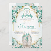Turquoise Bloemen Koninklijk Kasteel Prinses Quinc Kaart (Voorkant / Achterkant)