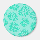 Turquoise bloemen magneet (Voorkant)