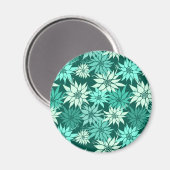 Turquoise bloemen magneet (Voorkant / Achterkant)