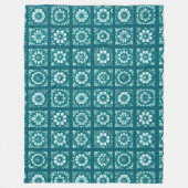 Turquoise bloemen met patroon fleece deken (Voorkant)