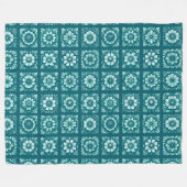 Turquoise bloemen met patroon fleece deken (Voorkant (Horizontaal))