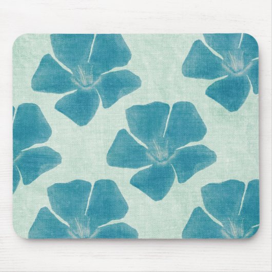 Turquoise Bloemen Mousepad Muismat (Voorkant)