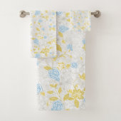 Turquoise Bloemen Naadloos Patroon Bad Handdoek (Insitu)