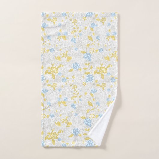 Turquoise Bloemen Naadloos Patroon Bad Handdoek (Handdoek)