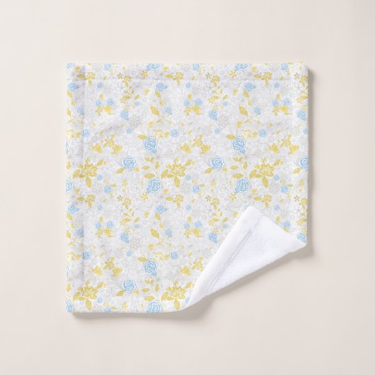 Turquoise Bloemen Naadloos Patroon Bad Handdoek (Wasdoekje)