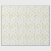 Turquoise Bloemen Naadloos Patroon Cadeaupapier (Vlak)