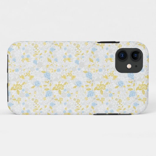 Turquoise Bloemen Naadloos Patroon Case-Mate iPhone Case (Achterkant (horizontaal))
