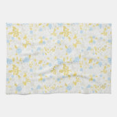 Turquoise Bloemen Naadloos Patroon Theedoek (Horizontaal)