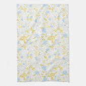 Turquoise Bloemen Naadloos Patroon Theedoek (Verticaal)