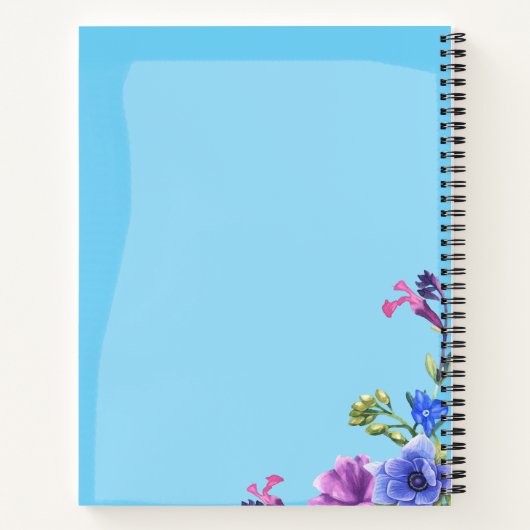  Turquoise Bloemen Notitieboek - Spiral Bound (Achterkant)