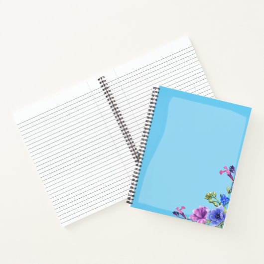  Turquoise Bloemen Notitieboek - Spiral Bound (Binnen)