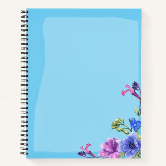  Turquoise Bloemen Notitieboek - Spiral Bound (Voorkant)