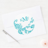 Turquoise Bloemen Paisley Peacock bruiloft gunst Ronde Sticker (Envelop)