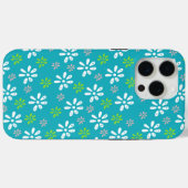 Turquoise Bloemen Patroon iPhone 15 Pro Max Hoesje (Achterkant (horizontaal))