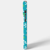 Turquoise Bloemen Patroon iPhone 15 Pro Max Hoesje (Achterkant / Links)