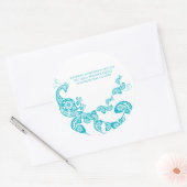 Turquoise Bloemen Peacock Adreslabel Sticker (Envelop)