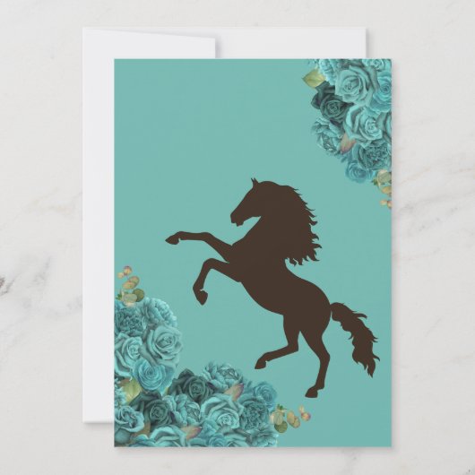 Turquoise Bloemen Roos Rustiek Western Quinceanera Kaart (Achterkant)