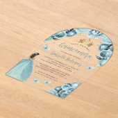 Turquoise Bloemen Rozen Waterverf Quinceañera Acryl Uitnodigingen (Laagn)