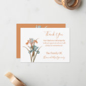  Turquoise Bloemen Sympathie Dank u kaarten Notitiekaartje (Voorkant / Achterkant in situ)