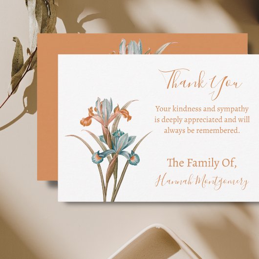  Turquoise Bloemen Sympathie Dank u kaarten Notitiekaartje