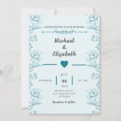 Turquoise Bloemen Uitnodiging bruiloft Kaart ontwe (Voorkant)