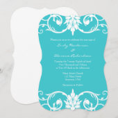 Turquoise Bloemen Wervelingen Beugel Huwelijksuitn Kaart (Voorkant / Achterkant)