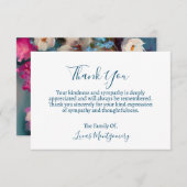 Turquoise bloemenbegrafenis dank u, sympathie notitiekaartje (Voorkant / Achterkant)