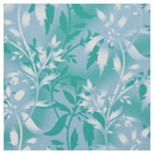 Turquoise bloemenbehang. Red Stem Textile Stof (Swatch)