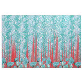 Turquoise bloemenbehang. Red Stem Textile Stof (Yard (91,4 cm))